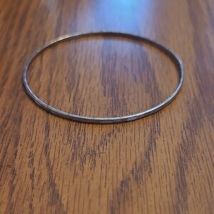 Vintage Silver Slim Women's Bangle Bracelet Art Deco Design.
